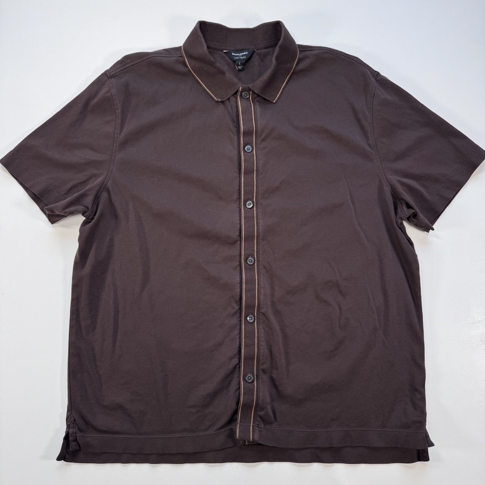 BANANA REPUBLIC Luxury Touch Performance Polo Short Sleeve Shirt Brown Mens Larg